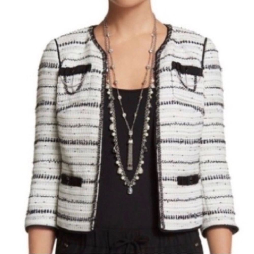 White House Black Market Tweed Black and White Blazer